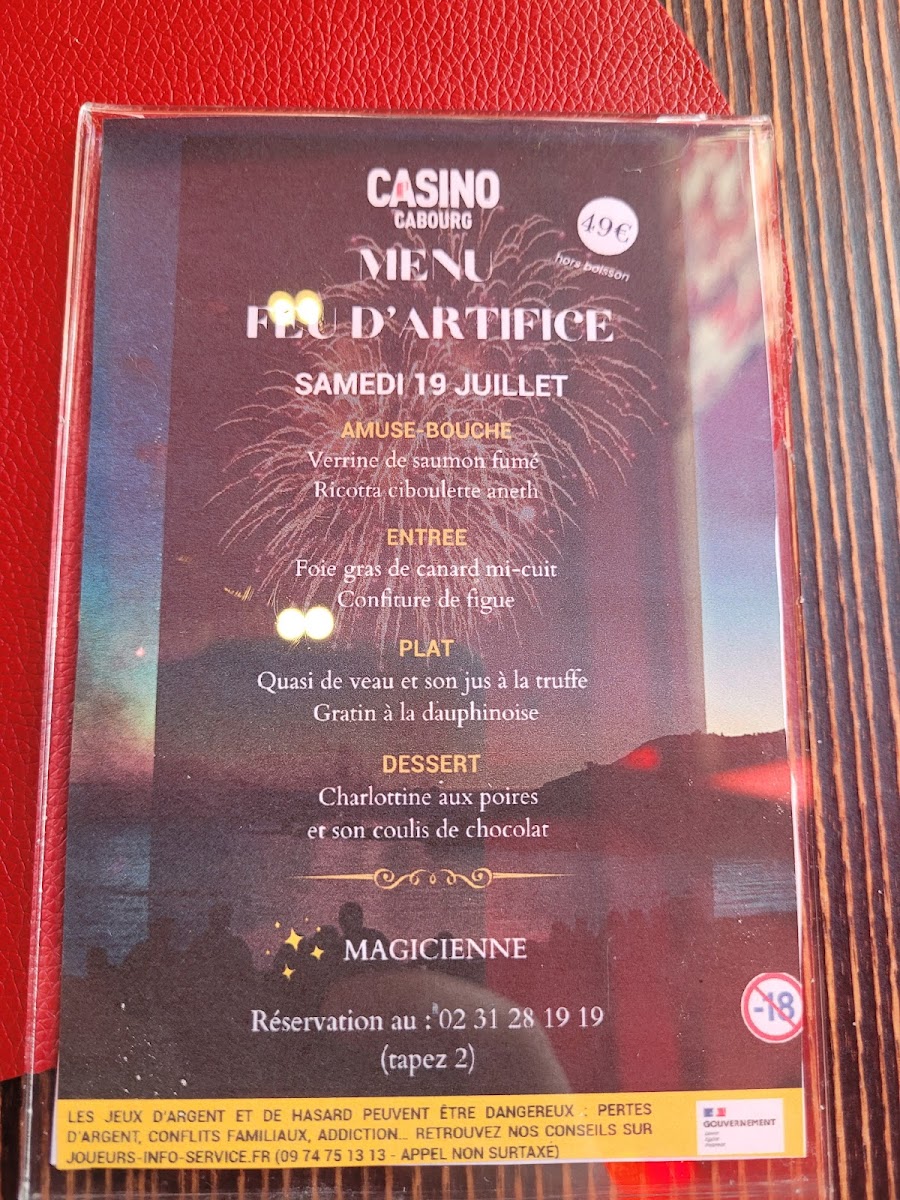 Menu Le Kaz, Brasserie Panoramique Du Casino De Cabourg-1