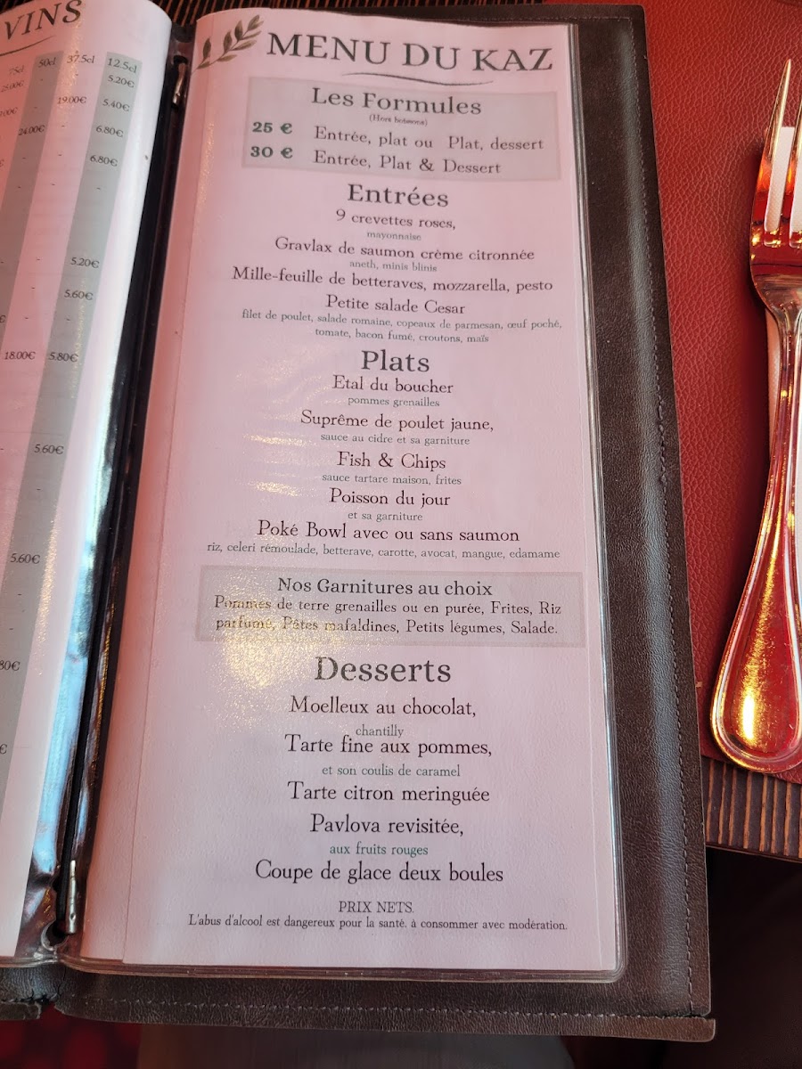 Menu Le Kaz, Brasserie Panoramique Du Casino De Cabourg-3