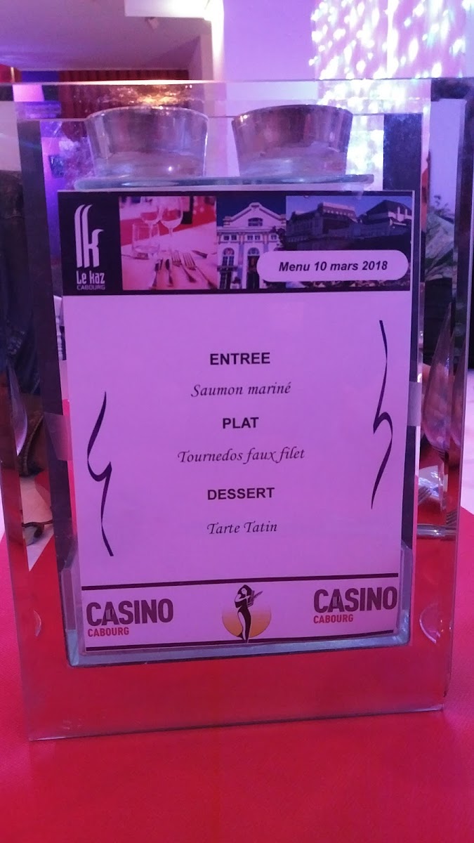 Menu Le Kaz, Brasserie Panoramique Du Casino De Cabourg-7